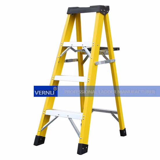 En131 Household&Domestic Fiberglass Foldable&Folding Tool Tray Ladder with 2*4 Step