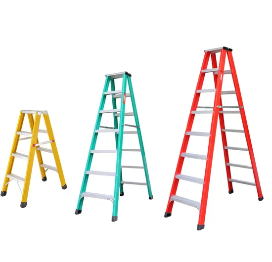 Multi Purpose Working Folding Fiberglass Ladder for Electrician Heavy Duty Fiberglass Combination Double Side a Frame Ladder 