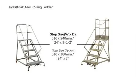 Industrial Warehouse Steel Step Rolling Ladders (RLC Series) 
